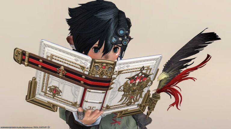 羽根が美しく黒紙に金文字がオシャレな学者AF4武器『フィジカ』 ララフェル FF14ブログ Norirow Note 30