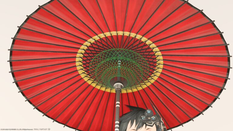 洋装にも合う紅い番傘・ファッションアクセサリー『紅漆塗番傘』 ララフェル FF14ブログ Norirow Note 65