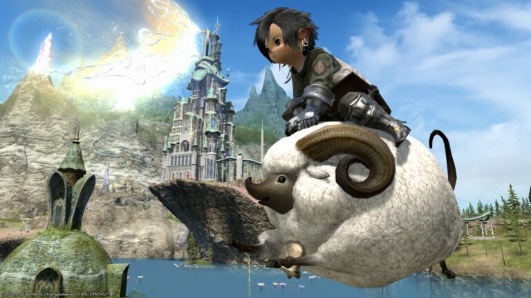 かわいい羊マウント・イシュガルド復興“蒼天街”の『アルビノカラクール』 ララフェル FF14ブログ Norirow Note 25