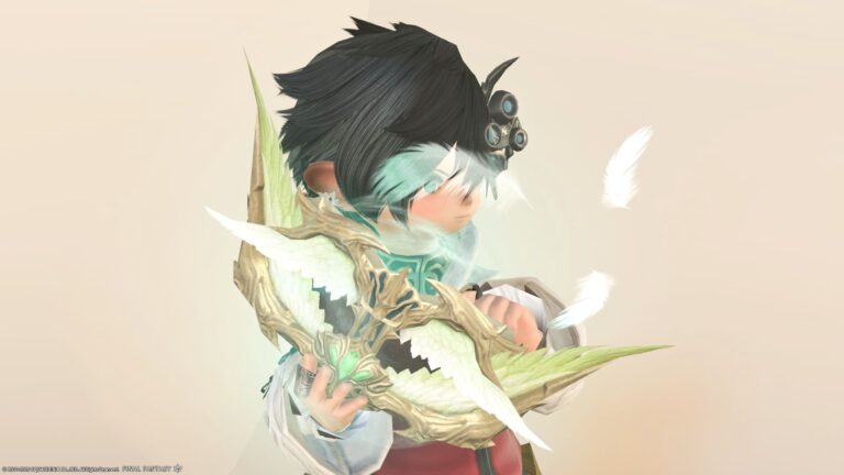 A beautiful book with feathers, Garuda's scholarly  book "Embrace of the Vortex" Lalafell FF14 Blog Norirow Note 41