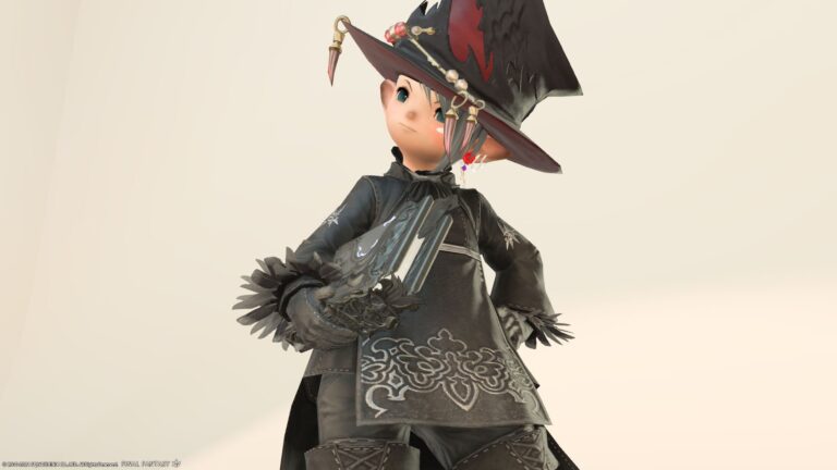 【ミラプリ】至高のヨルハ五三式とシルクハットで黒魔術の研究者っぽいヒーラーコーディネート ララフェル FF14ブログ Norirow Note 30