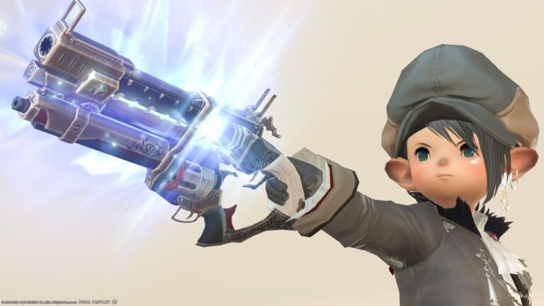 機工士のレジスタンスウェポン（RW）進化 第四形態（第五段階）青く光る合成銃『ジャッジオーダー・リボルバーRE』 ララフェル FF14ブログ Norirow Note 42