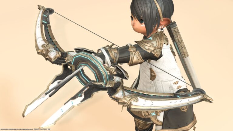 A high-tech deformed bow of a bard that seems to be able to be taken to space "Augmented Scaevan Magitek Bow" Lalafell FF14 Blog Norirow Note 39