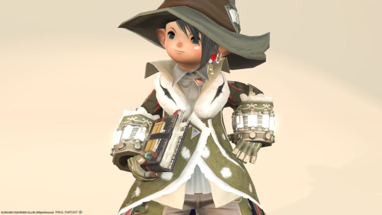 【ミラプリ】PvP鹿装備『エルクロード・ローブ』でヴィクトリア朝の魔道軍学者風コーデ ララフェル FF14ブログ Norirow Note 69