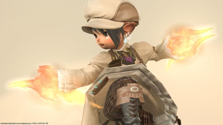 Claws wrapped in the fire of hell, a glowing monk fighting weapon "Augmented Hellfire Claws" Lalafell FF14 Blog Norirow Note 32