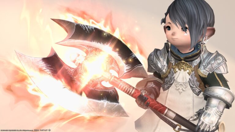 Warrior Resistance Weapon (RW) 4th Form (5th Stage) Heavy Shining Flame Axe "Augmented Law's Order Labrys" Lalafell FF14 Blog Norirow Note 38