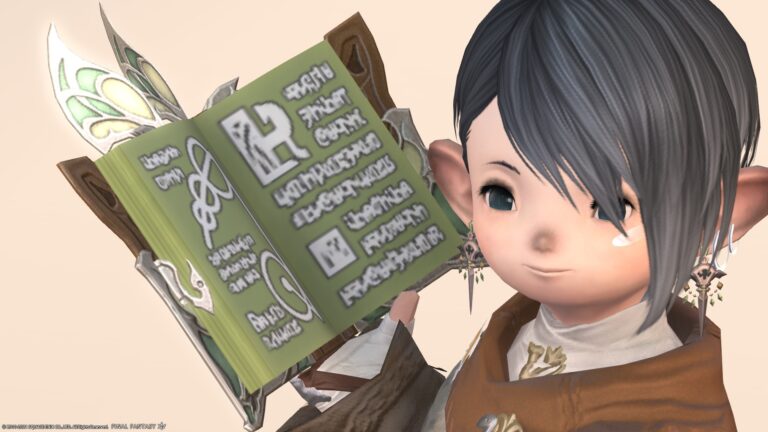 A rare green paper scholar's book "Serpent Elite's Codex" Lalafell FF14 Blog Norirow Note 29