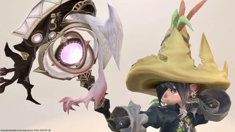 とっても可愛らしい鳥と花の蕾の黒魔道士杖 "カストルム・アバニア" 武器『テイウァッツ』 ララフェル FF14ブログ Norirow Note 30