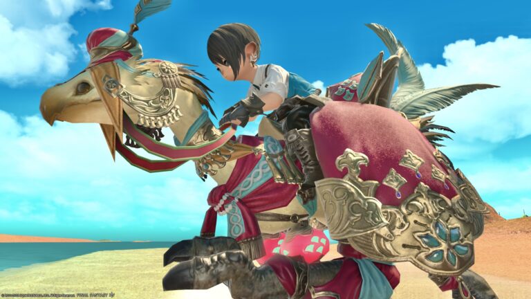 Colorful Thavnairian-style chocobo armor "Thavnairian Barding" (Rare FATE "Devout Pilgrims vs. Daivadipa") Lalafell FF14 Blog Norirow Note 26