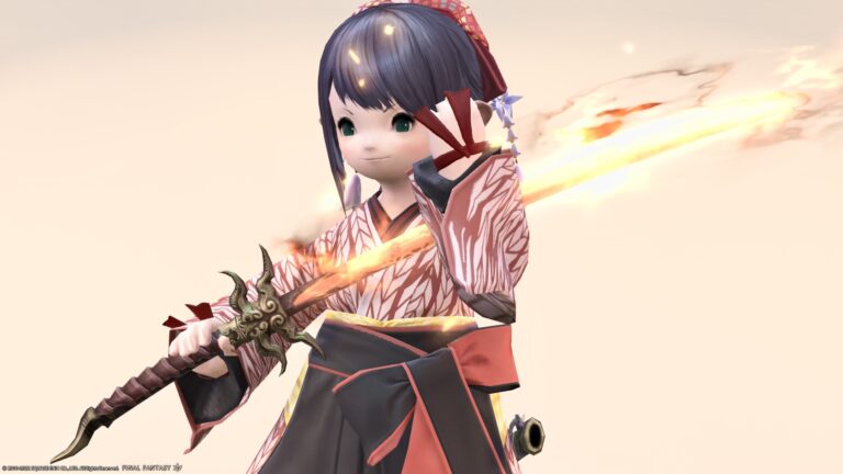 炎が滾るサムライの煉獄刀・光るイフリート武器『焔神刀【改】』 ララフェル FF14ブログ Norirow Note 41