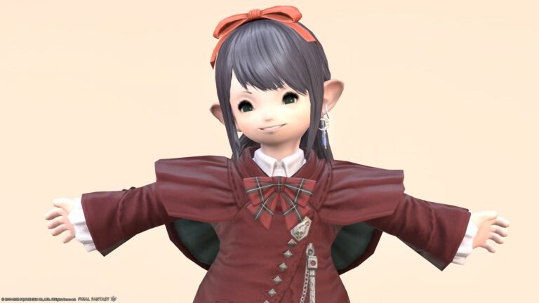 【ミラプリ】シャーレアン魔法大学の赤い制服・グブラ幻想図書館のタンク女子コーディネート ララフェル FF14ブログ Norirow Note 77