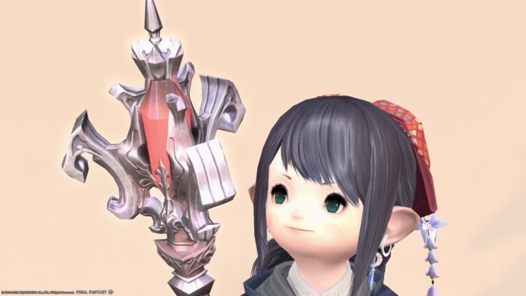 A cute pink glowing mace / white mage weapon "Zelkova Cane" Lalafell FF14 Blog Norirow Note 38