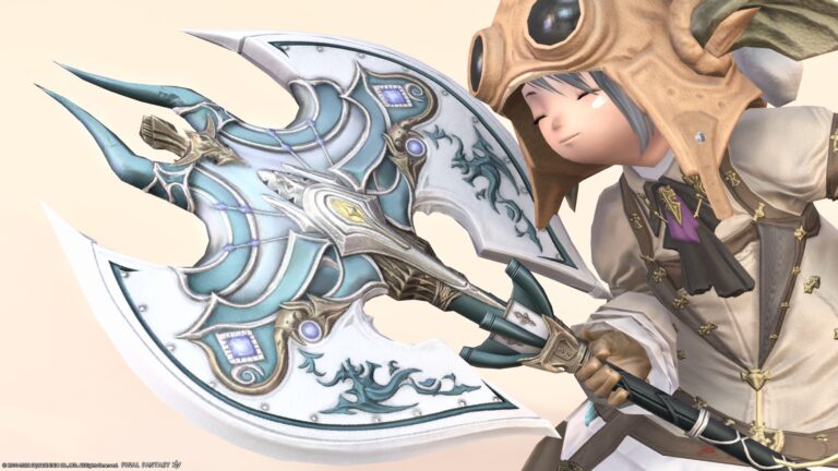 陶器のように美しい竜の戦士斧『ムーンワード・ウォーアクス』 ララフェル FF14ブログ Norirow Note 49