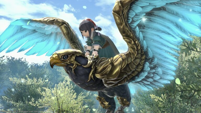 Primitive bird with the leaves of the world tree dancing, Sephirot Mount "Warring Lanner" Lalafell FF14 Blog Norirow Note 28