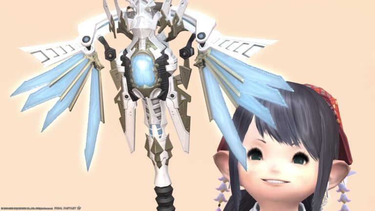 A white mage cane like a space weapon "Augmented Lost Allagan Cane" Lalafell FF14 Blog Norirow Note 43