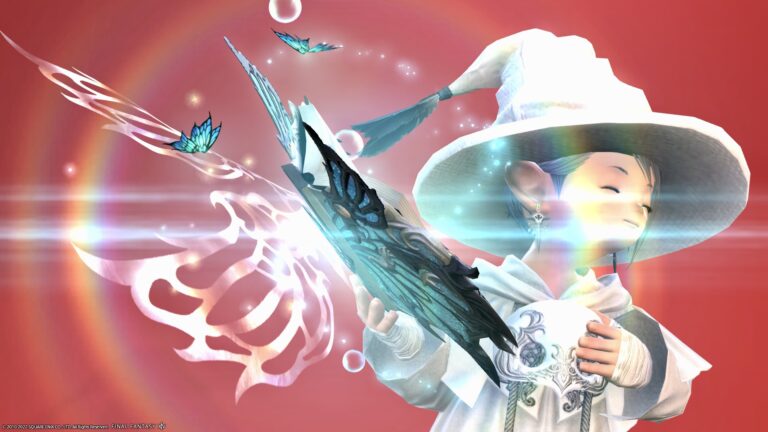 究極に可愛い！虹が架かり蝶と泡が舞い踊るティターニアの光る戦士斧『フェアリーキングアクス』 ララフェル FF14ブログ Norirow Note 29