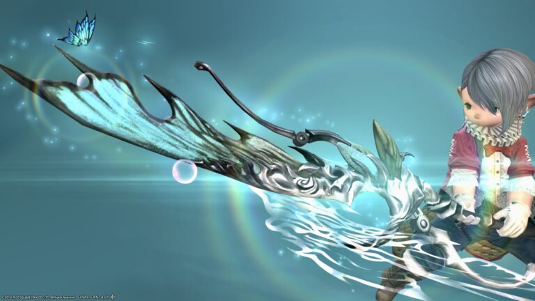 究極に可愛い！虹が架かり蝶と泡が舞い踊るティターニアの光る戦士斧『フェアリーキングアクス』 ララフェル FF14ブログ Norirow Note 30