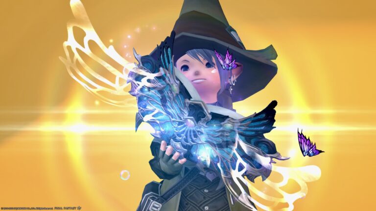 Titania's shining scholar's weapon "The Fae's Crown Codex" where butterflies dance Lalafell FF14 Blog Norirow Note 39