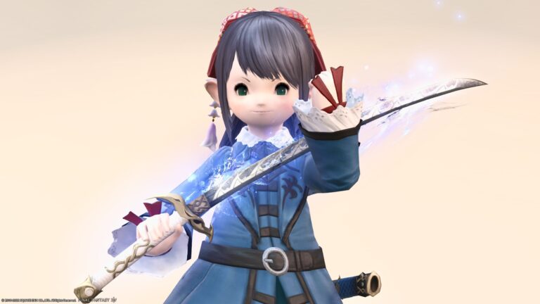 With the samurai weapon "Seiryu's Sanctified Katana" that scatters bubbles, it seems that you will be able to master "Water Breathing". Lalafell FF14 Blog Norirow Note 52