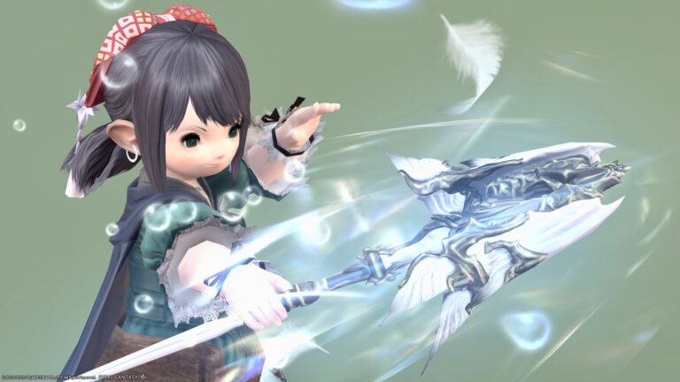 羽根と泡が舞い踊るビスマルクの白魔道士杖『エクスパンスケーン』 ララフェル FF14ブログ Norirow Note 41