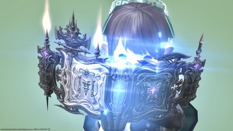 蝋燭が灯りキラキラ光る召喚士の魔導書『グリモア・オブ・ラウンド』 ララフェル FF14ブログ Norirow Note 42