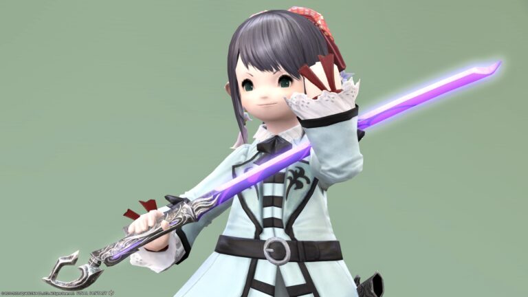 A dark fantasy samurai weapon that shines in purple "Monstrorum Katana" Lalafell FF14 Blog Norirow Note 50