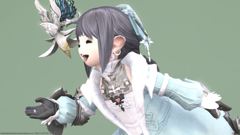 【ミラプリ】立体造形が美しい白魔道士用の薄緑なスワンコーデ ララフェル FF14ブログ Norirow Note 43