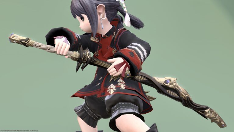 Unexpectedly fancy twisted scabbard katana / samurai weapon "Neo-Ishgardian Blade" Lalafell FF14 Blog Norirow Note 60