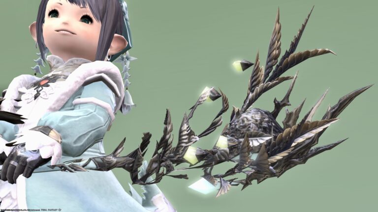 Iron Leaf Sylph's Staff, Nirvana's Different Colors, White Mage Weapon "Black Willow Cane" Lalafell FF14 Blog Norirow Note 37