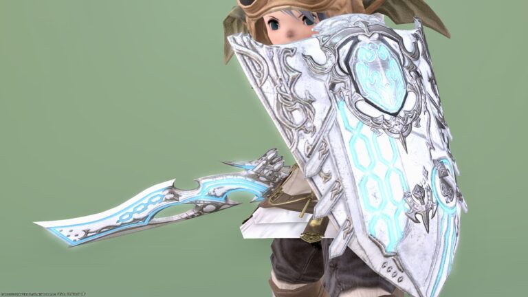 Paladin's electronic weapon, a mechanical sword and shield that is a treasure of Allag "Orthos Katzbalger & Shield" (Eureka Orthos) Lalafell FF14 Blog Norirow Note 40