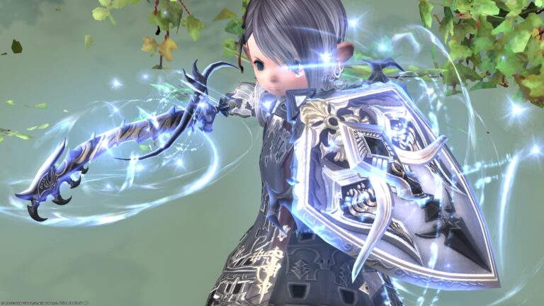 Paladin's Eureka Weapon final form, glowing cursed sword-shield "Antea Eureka & Bellerophon Eureka" Lalafell FF14 Blog Norirow Note 34