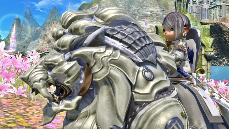 Armor-clad white lion mount "Battle Lion" (Tank You, Paladin III) Lalafell FF14 Blog Norirow Note 39