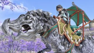 A mount of the super-giant Jurassic long-necked dinosaur, "Brachiosaur" Lalafell FF14 Blog Norirow Note 27