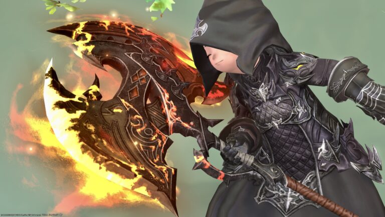 Warrior's MW 3rd Stage / Dark Fantasy Flaming Axe "Majestic Manderville Bardiche" Lalafell FF14 Blog Norirow Note 36