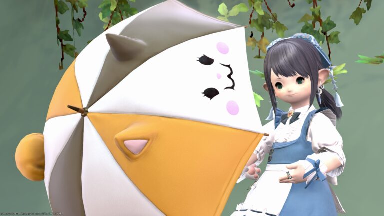 とっても可愛いモフモフの傘♪『ファットキャットパラソル』(モグコレ) ララフェル FF14ブログ Norirow Note 21