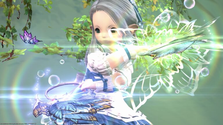 究極に可愛い！虹が架かり蝶と泡が舞い踊るティターニアの光る戦士斧『フェアリーキングアクス』 ララフェル FF14ブログ Norirow Note 38