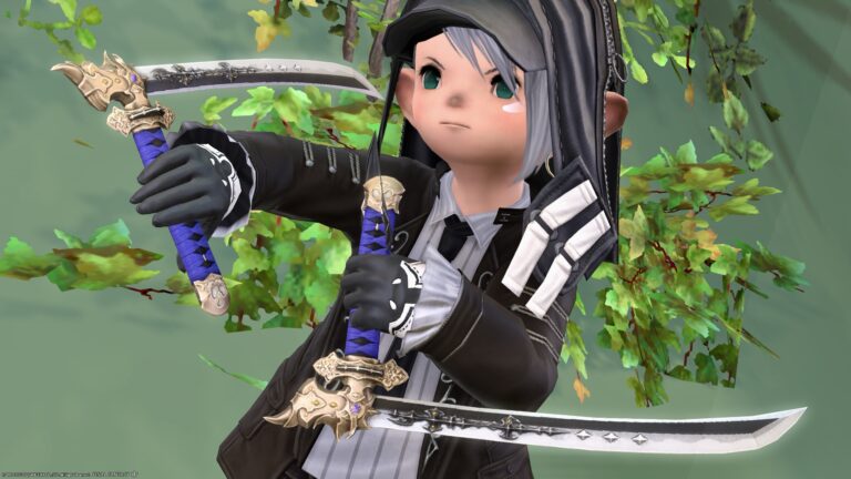 Monk's Japanese-style "reverse blade sickle" that looks like a ninja weapon "Moonward Bladed Tonfa" Lalafell FF14 Blog Norirow Note 42