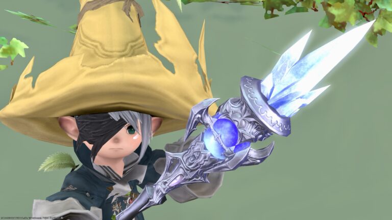 氷のクリスタルの美麗な黒魔道士杖『ヘイルストームロッド』 ララフェル FF14ブログ Norirow Note 71