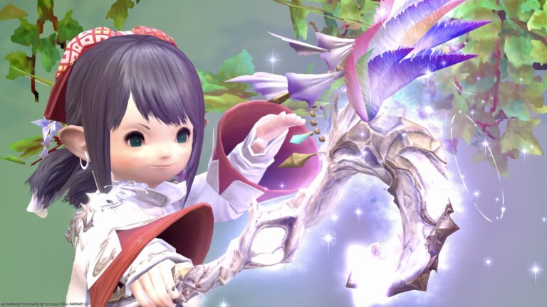 タンポポの綿毛と蝶が舞い踊る最高に可愛い白魔道士杖『アイムール・アネモス』(EW第2形態) ララフェル FF14ブログ Norirow Note 36