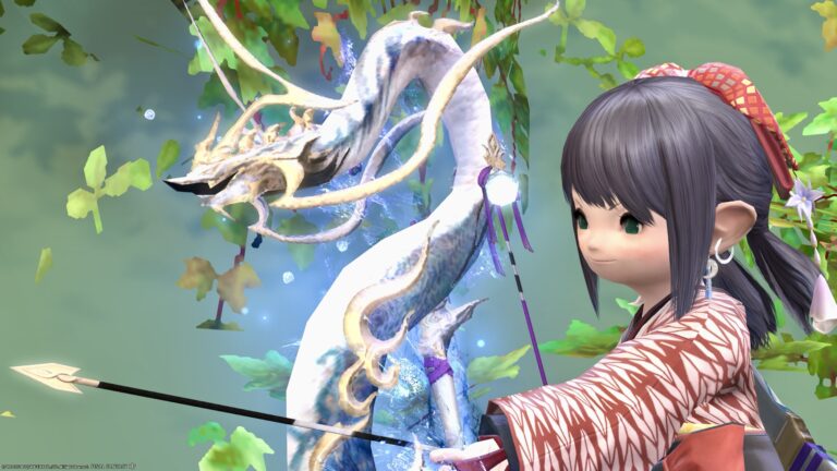 泡と光る龍の鱗が顕現する青龍の吟遊詩人武器『青龍大弓【輝】』 ララフェル FF14ブログ Norirow Note 77