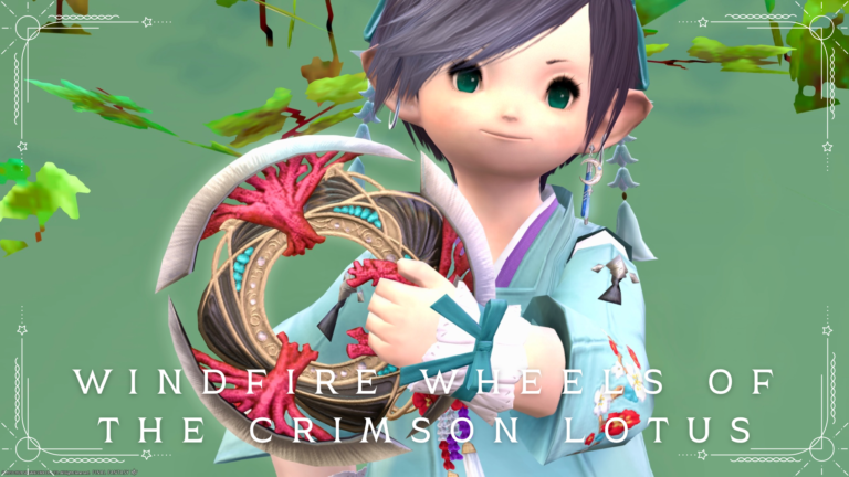 The Ruby Sea's "Coral" cute chakram / Dancer throwing weapon "Windfire Wheels of the Crimson Lotus" Lalafell FF14 Blog Norirow Note 26