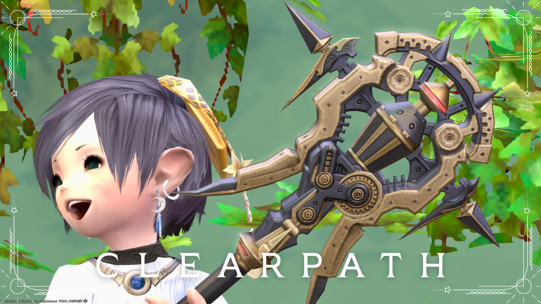 "Clearpath" is a mechanical White Mage cane that seems to be able to generate electromagnetic pulses Lalafell FF14 Blog Norirow Note 33