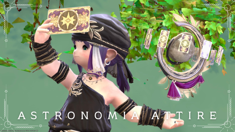 Astrologianr's AF5 attire that depicts the starry sky "Astronomia" (Larafell female version) Lalafell FF14 Blog Norirow Note 36