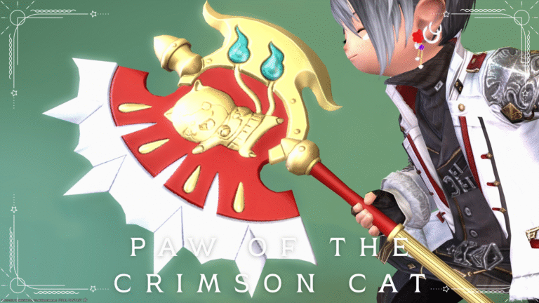 Yokai Watch Jibanyan's cute red Warrior weapon "Paw of the Crimson Cat" Lalafell FF14 Blog Norirow Note 37