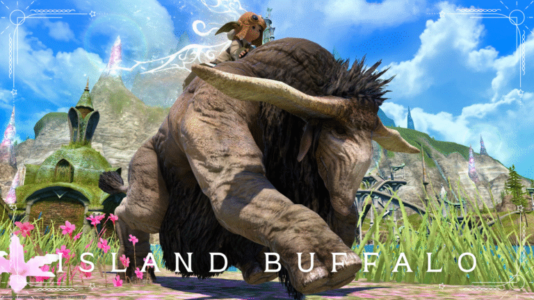 無人島の大きな毛長牛（ヤク？）のマウント『アイル・バッファロー』 ララフェル FF14ブログ Norirow Note 49
