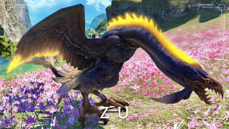 Mount "Zu" of a long-necked monster bird with a golden mane Lalafell FF14 Blog Norirow Note 38