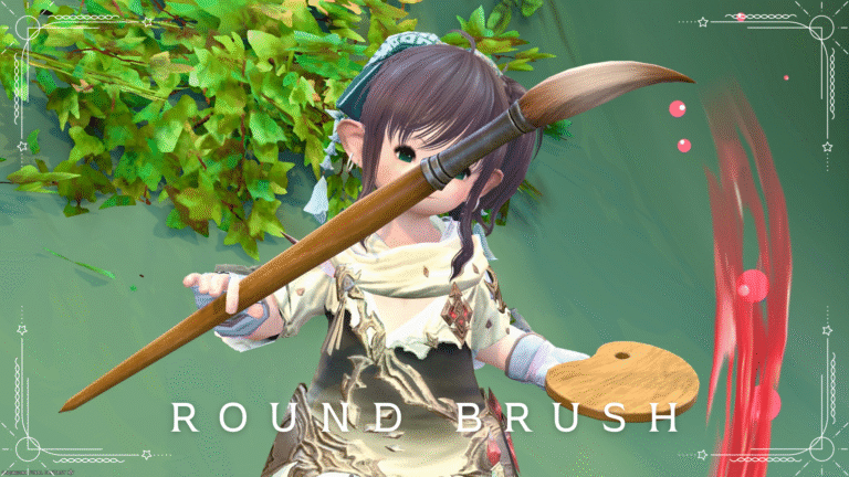 Pictomancer's first weapon (AF4 & AF5) - "Round Brush" with simple and cute wood grain Lalafell FF14 Blog Norirow Note 39