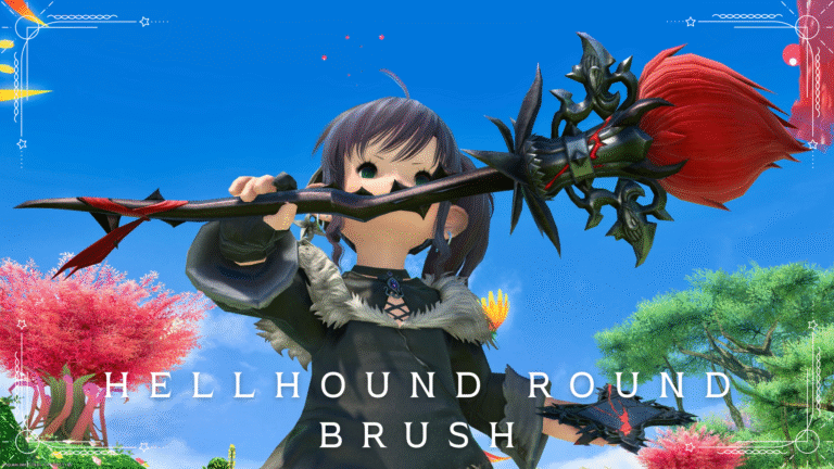 Cute red rose gothic lolita brush, Pictomancer weapon "Hellhound Round Brush" Lalafell FF14 Blog Norirow Note 50