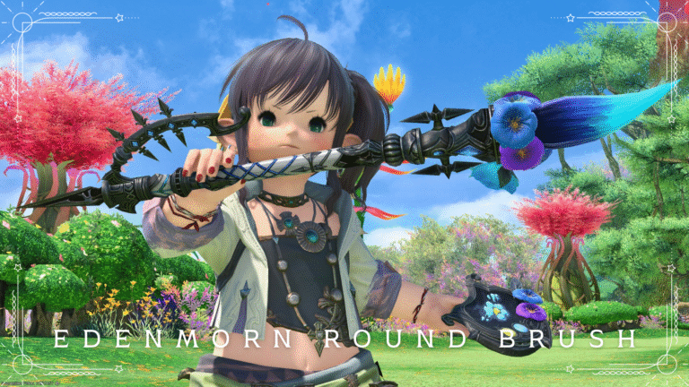 Blue rose gothic lolita brush, Eden's Promise: Eternity (Savage) Pictomancer weapon "Edenmorn Round Brush" Lalafell FF14 Blog Norirow Note 59