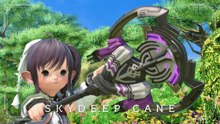 A relic from Ronka? An ancient electric cane that glows purple, the White Mage weapon "Skydeep Cane" Lalafell FF14 Blog Norirow Note 42